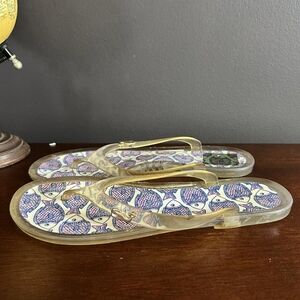 Vineyard Vines Clear Jelly Fish Pattern Flipflop Sandals